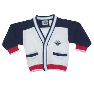 Dockers Boys Cardigan Sweatshirt Colorblock Nautical Vintage 90s Size 2T